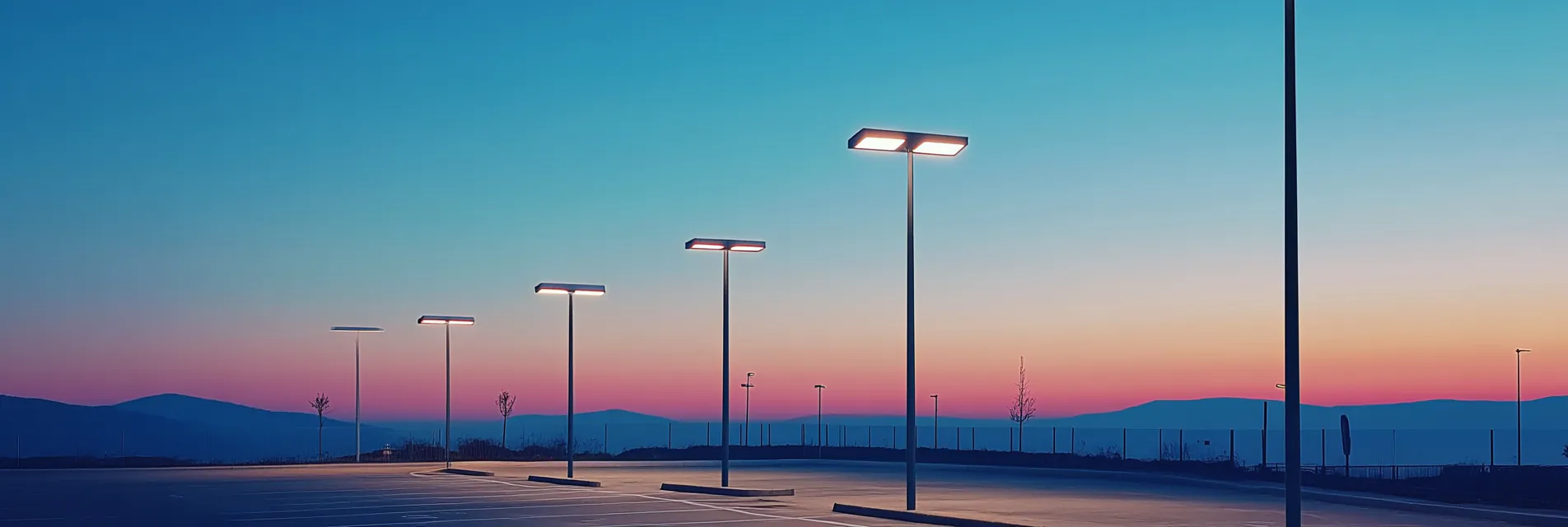 Noxion Stra&szlig;enleuchten auf einem Parkplatz